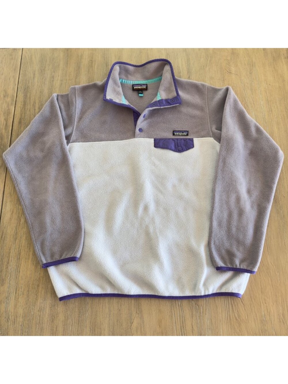 Patagonia Synchilla Snap T Pullover Fleece Womens Large Purple Lavender Jacket